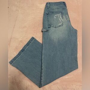 Juicy Couture Light Blue Flare Jeans with Rhinestones